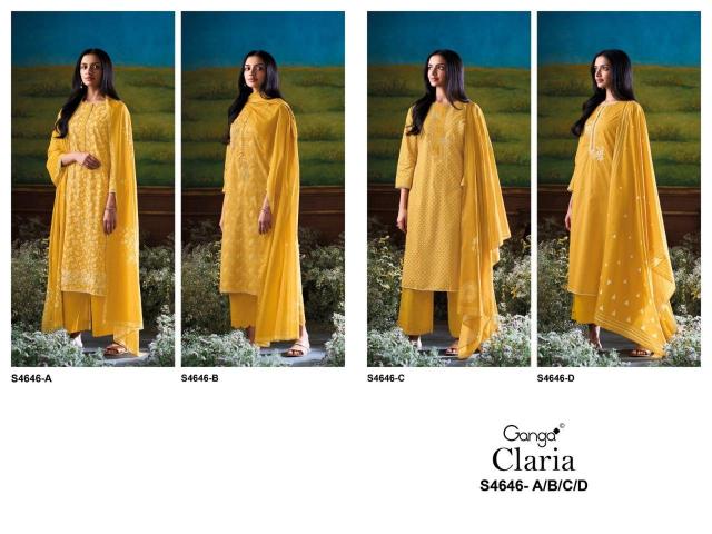 Ganga claria 4646 cotton embroidered dress material wholesale